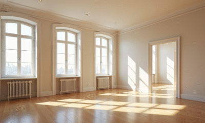 Appartement vide avec lumière naturelle et détails français