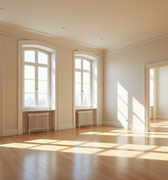 Appartement vide avec lumière naturelle et détails français