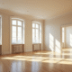 Appartement vide avec lumière naturelle et détails français