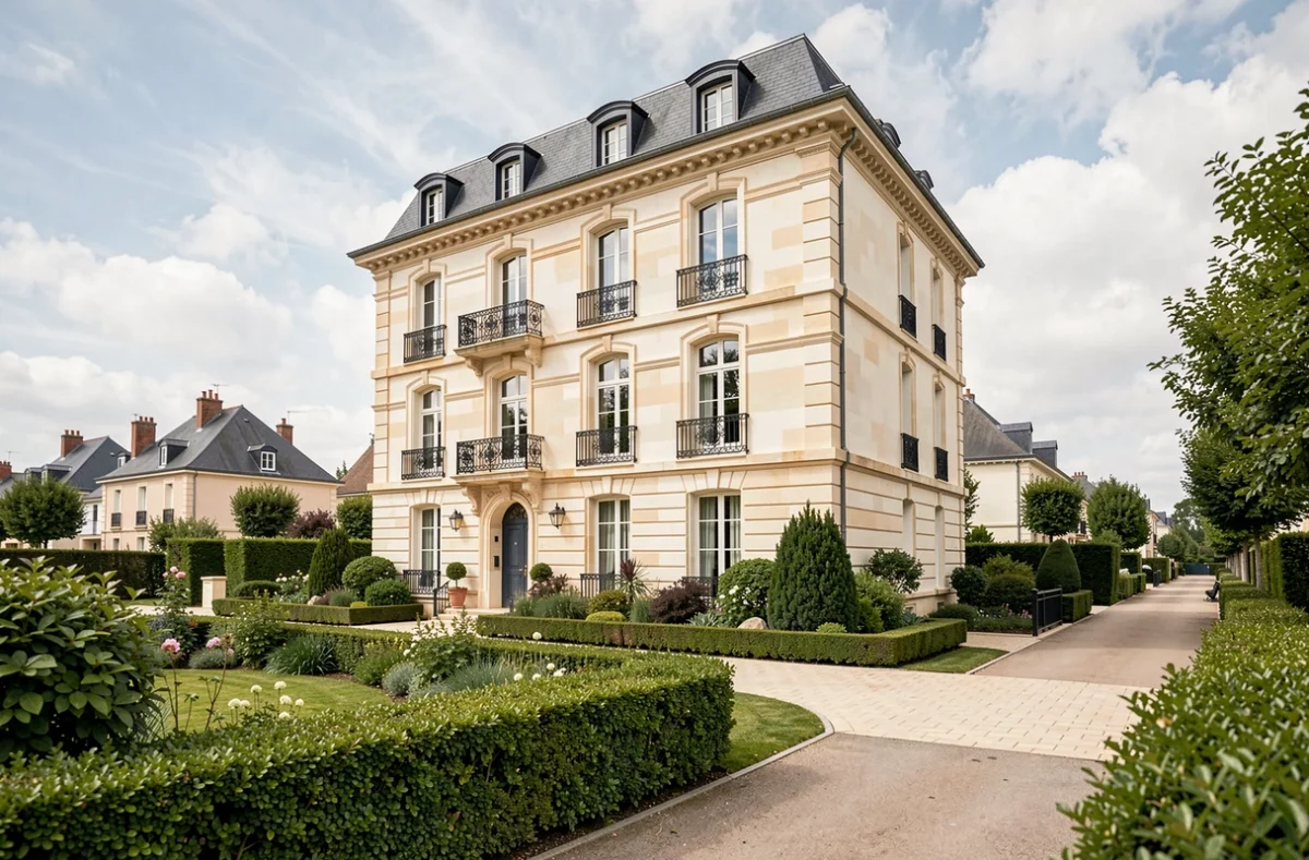 Immeuble résidentiel haut de gamme Cogedim dans les Yvelines avec architecture élégante et jardins aménagés