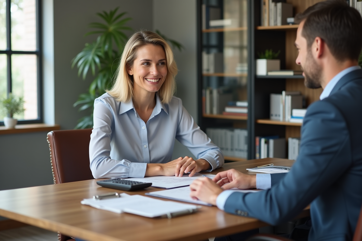 Femme professionnelle discutant taxes avec conseiller