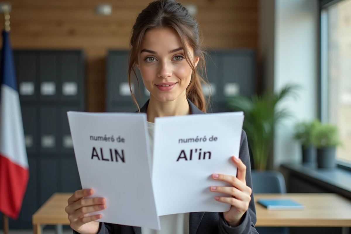 Jeune femme compare deux documents officiels en bureau