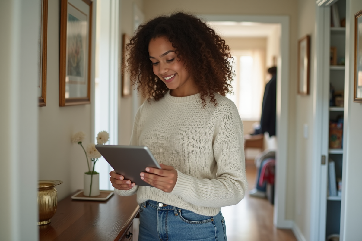 Jeune femme vérifiant sa police d