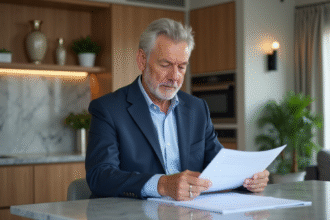 Homme d affaires en costume dans une cuisine moderne