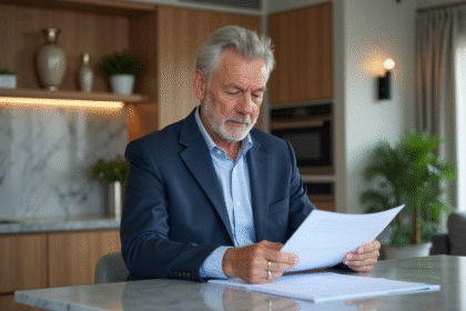 Homme d affaires en costume dans une cuisine moderne