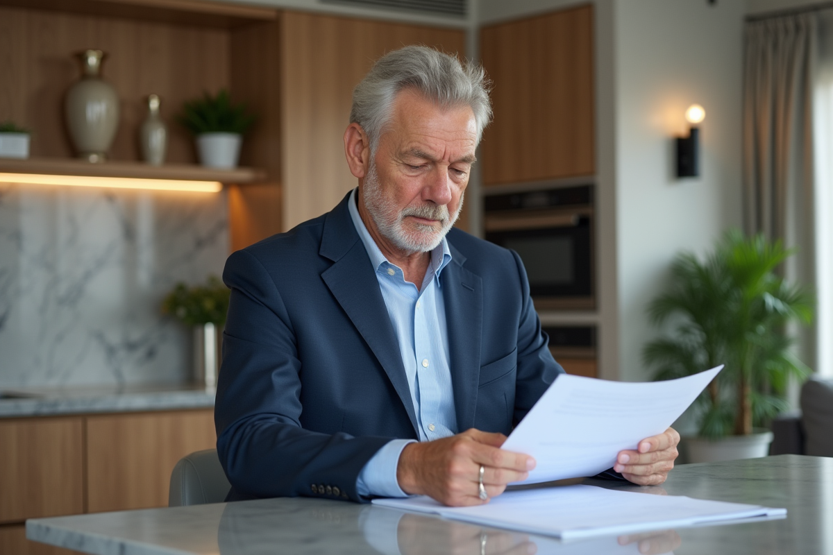 Homme d affaires en costume dans une cuisine moderne