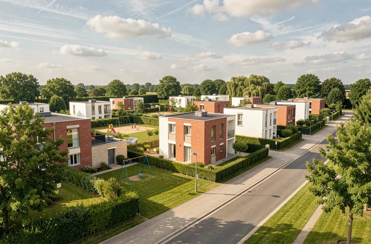 Lotissement Kaufman and Broad dans les Yvelines avec maisons individuelles et espaces verts partagés