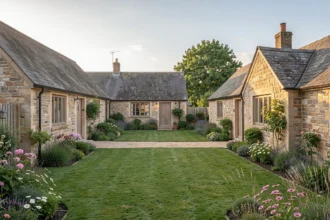 Maisons de plain-pied avec jardinet autour d’une place commune