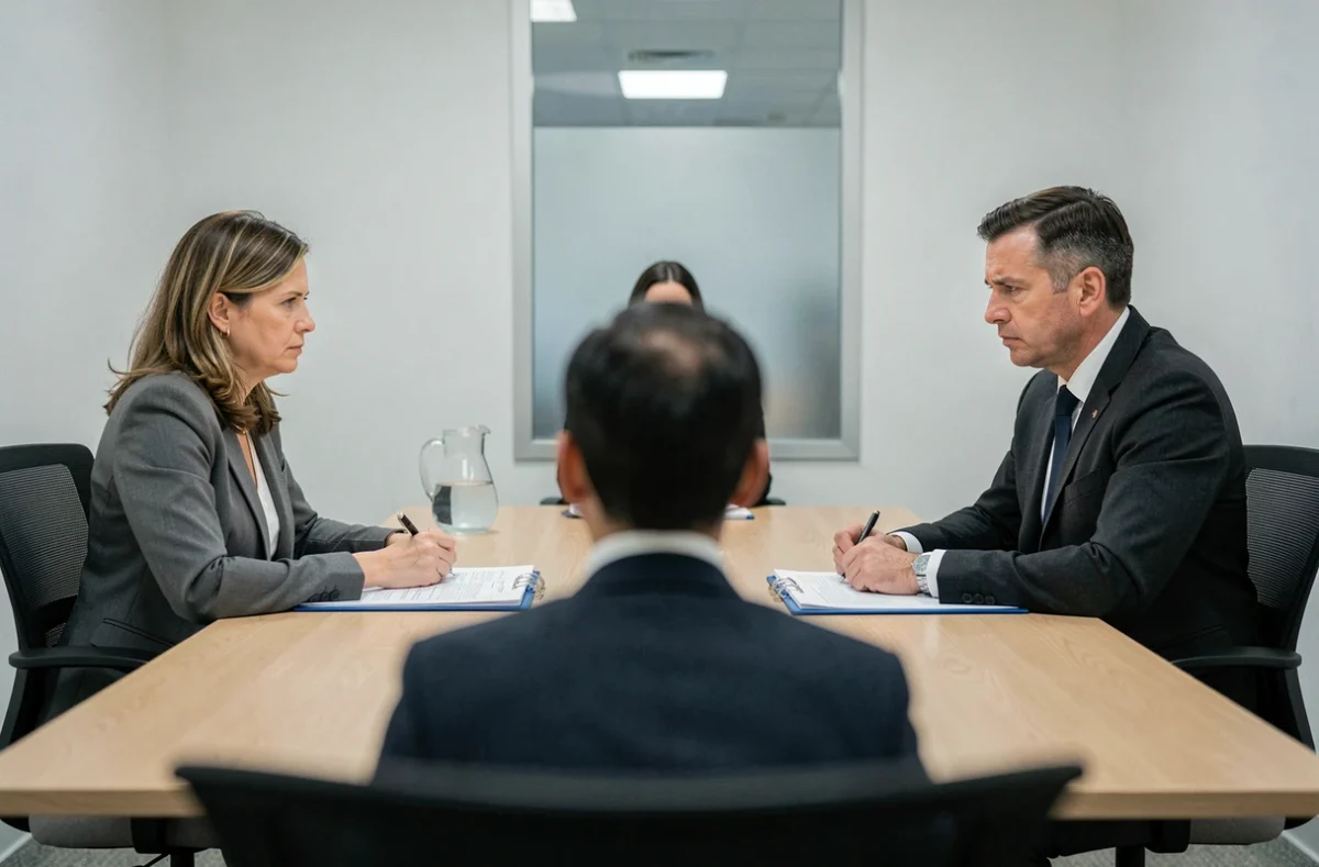 Couple en cours de médiation pour la vente d'un bien immobilier lors d'un divorce conflictuel