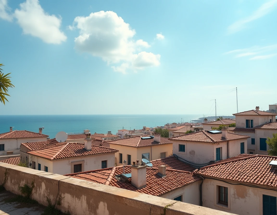 Vue panoramique sur les toits des quartiers sud de Marseille avec la mer Méditerranée en arrière-plan, illustrant la transformation urbaine du secteur